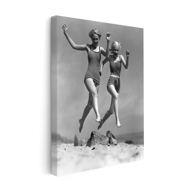 Actresses Running on the Beach, 12"H x 16"W, Canvas, Unframed