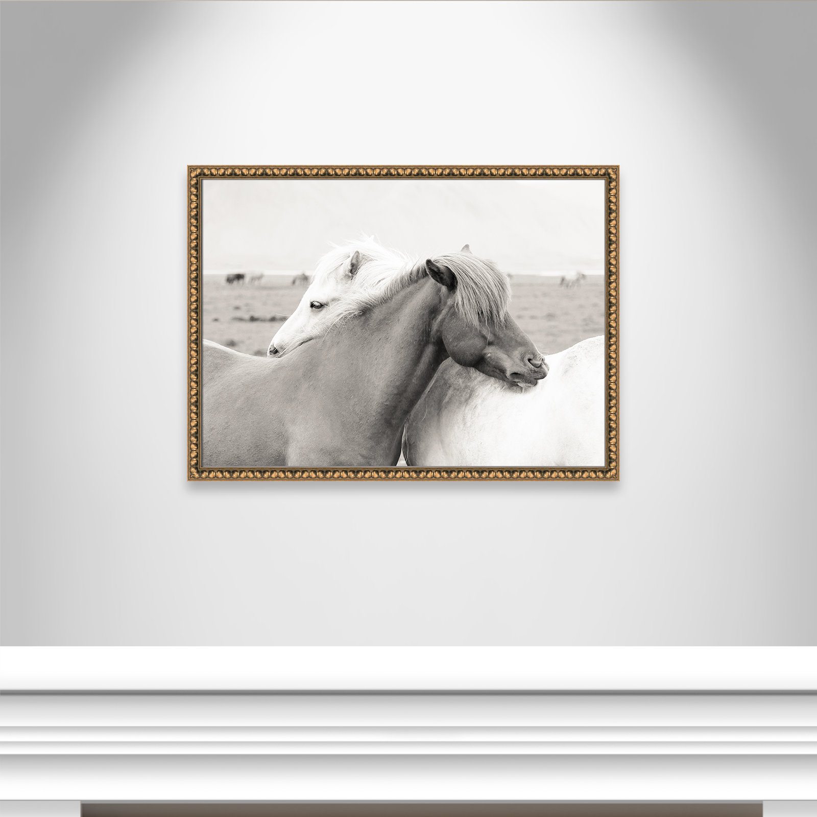 Melanie "Icelandic Meadow Horses" Print, 26.5" H x 36.5" W x 1.13" D, Gold Bead Framed