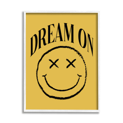 Rêve sur cadre flottant Smiley jaune par House of Lulu