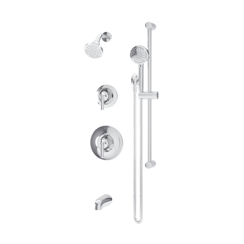Ensemble de garniture de baignoire et douche à double poignée avec douchette Birch HydroMersion, Chrome poli