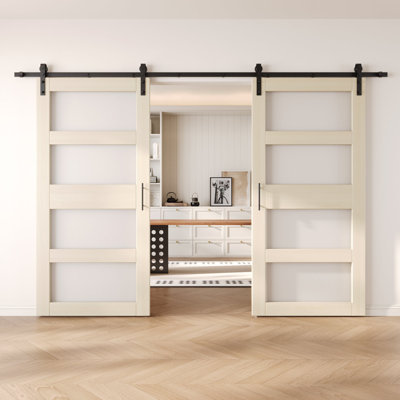 Portes de grange non assemblées et finies en verre à double vitrage de 26 po x 84 po Homquer Tinsmith