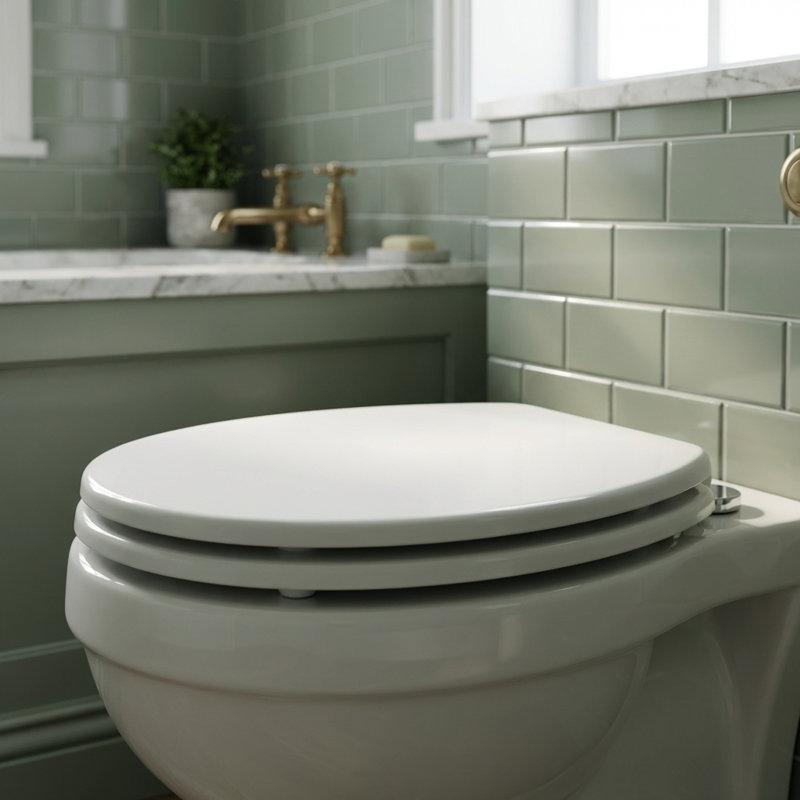 Kielder Flexi-Fix White Wooden Toilet Seat - Anti Bacterial Treated Finish and Adjustable Hinges with Top and Bottom Fixings Included, Fits Standard Toilet Seats (White Wood)