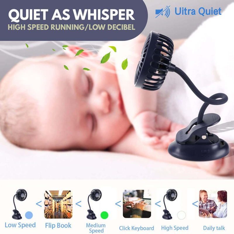 Portable Clip-on Push-pull Fan, 3-speed Usb Rechargeable Silent Desktop Fan With Flexible Bendable Design