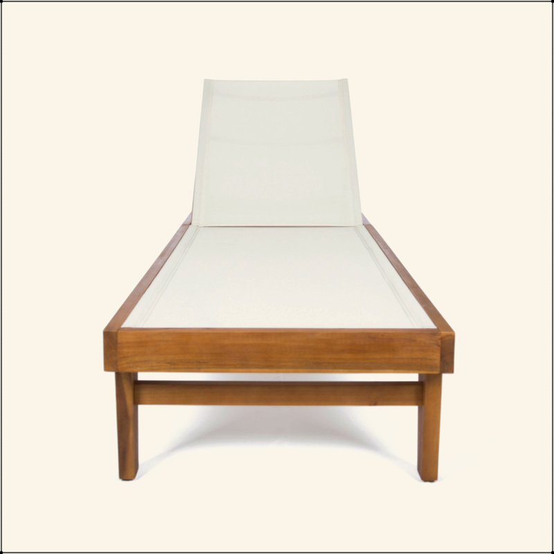Chaise longue d'extérieur relaxante pour un confort et des loisirs ultimes, Teck / beige