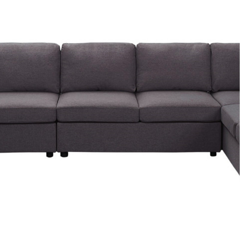 Canapé modulaire 146,5 po avec méridienne réversible, Lin mauve