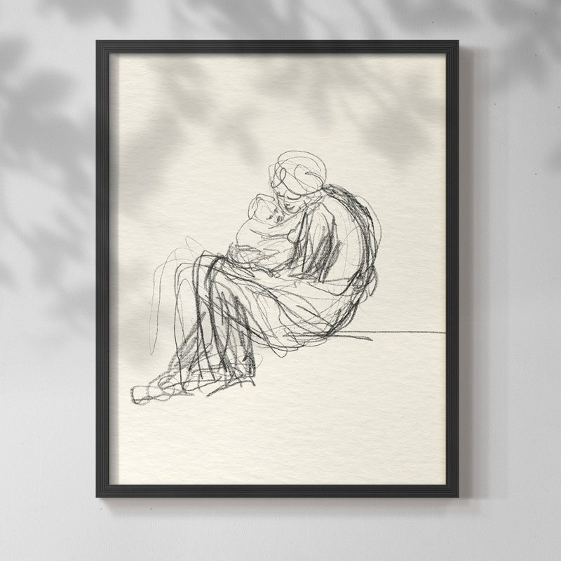 Croquis rétro Lxxix - impression encadrée, Noir, H 10 po x l 8 po