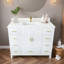 Meuble-lavabo moderne en bois massif avec lavabo, comptoir en quartz blanc Carrara de 43 po avec 1 trou de robinet pré-percé, 2 portes doubles à fermeture douce et 9 tiroirs spacieux avec glissières-133990106-133990108-133990110
