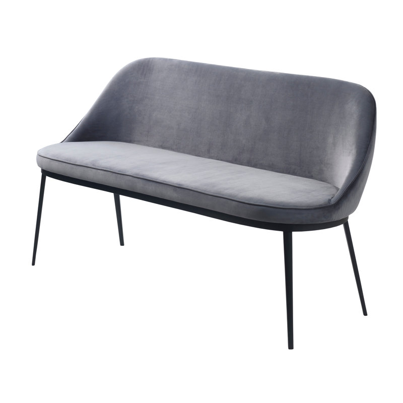 Ayushi Velvet Upholstered Bench, Steel Grey