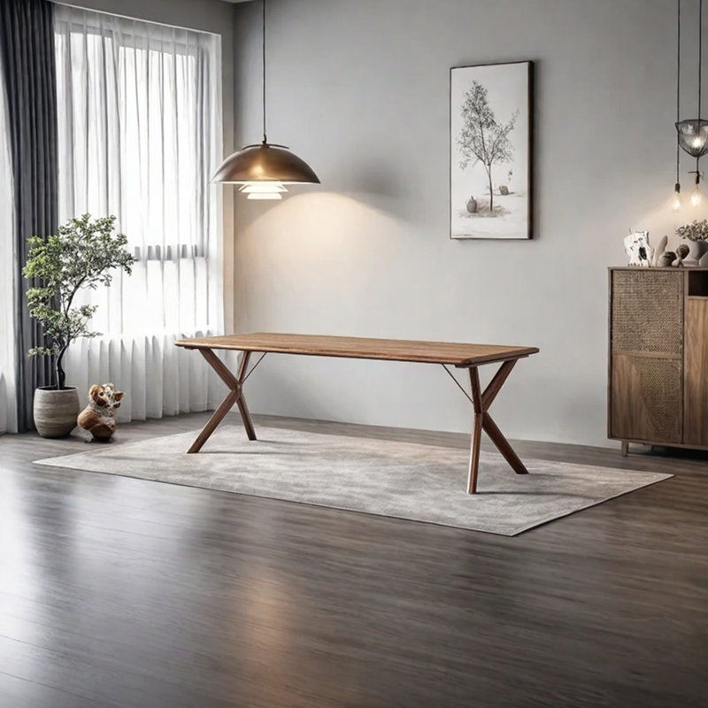 Walnut all solid wood dining table, 29.53"H x 62.99"L x 33.46"W