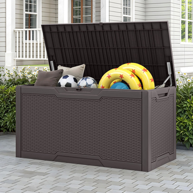 Balconera 100 Gallons Lockable Resin Deck Box, Brown