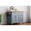 Îlot de cuisine 52 po K&K avec abattant, îlot de cuisine en relief à roulettes avec porte-épices, porte-serviettes, 2 portes et 5 tiroirs, chariot de rangement pour cuisine avec tablette réglable pour la cuisine, bleu gris-129469881