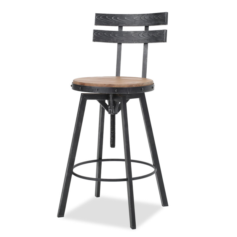 Keyosha Swivel  Adjustable Height Bar Stool, Natural, 2, Counter Stool ( Seat Height 25.5")