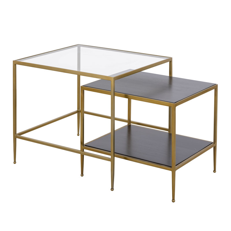 Ensemble de 2 tables gigognes Manado acajou foncé