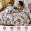 Ensemble de housse de couette 100% coton grand format - Literie botanique rose et légère respirante 3 pièces-123214338