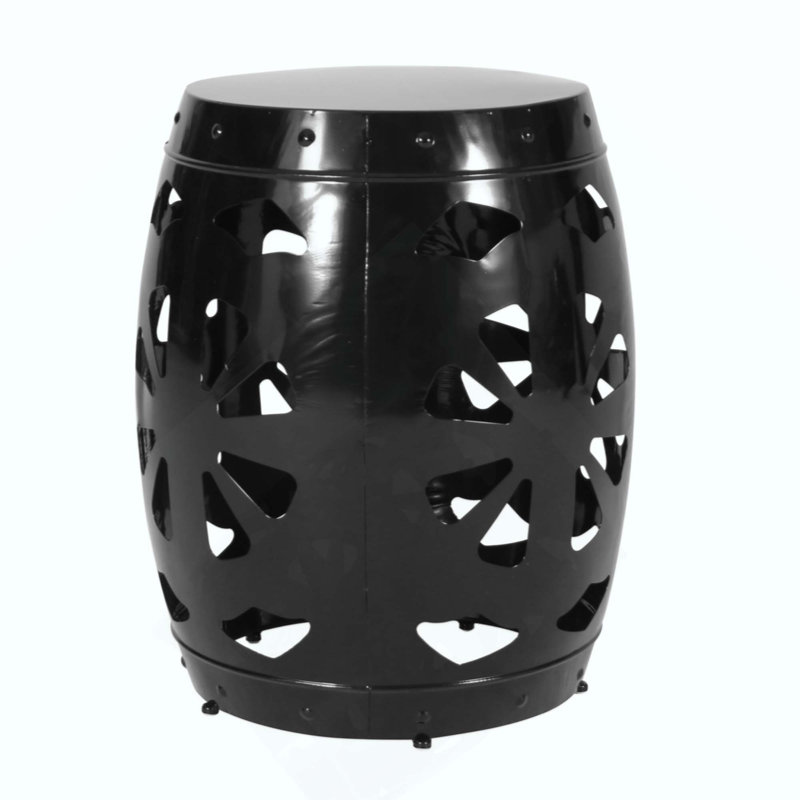 Modern Metal End Table With Iron Cut Design And Durable Powder-Coated Frame, For Stylish And Functional Living Spaces, Black