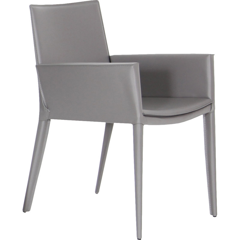 Tiffany Solid Back Arm Chair, Gray Bonded Leather