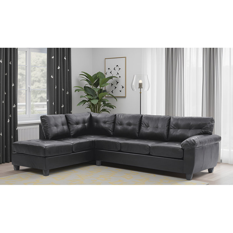 Canapé modulaire Weldon, Similicuir noir