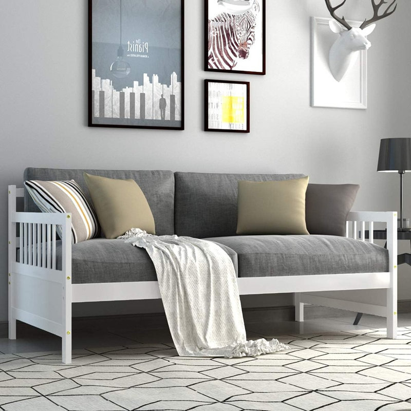 Structure de lit de jour simple en bois - canapé-lit avec support en lattes de bois, aucun sommier nécessaire, chambre à coucher, salon ou chambre d'amis (matelas non inclus)