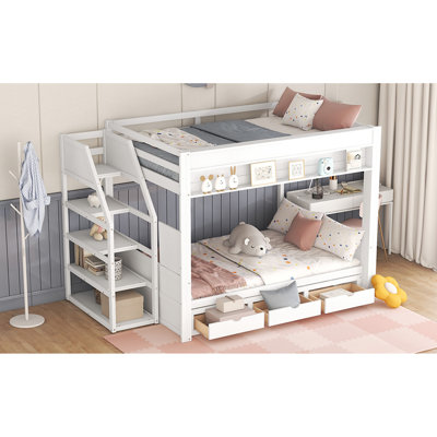 Space Saving White Bunk Bed With Storage: Staircase, Bedside Table, 3 Drawers - Build Quality Storage Additions: Long-Lasting & Stable