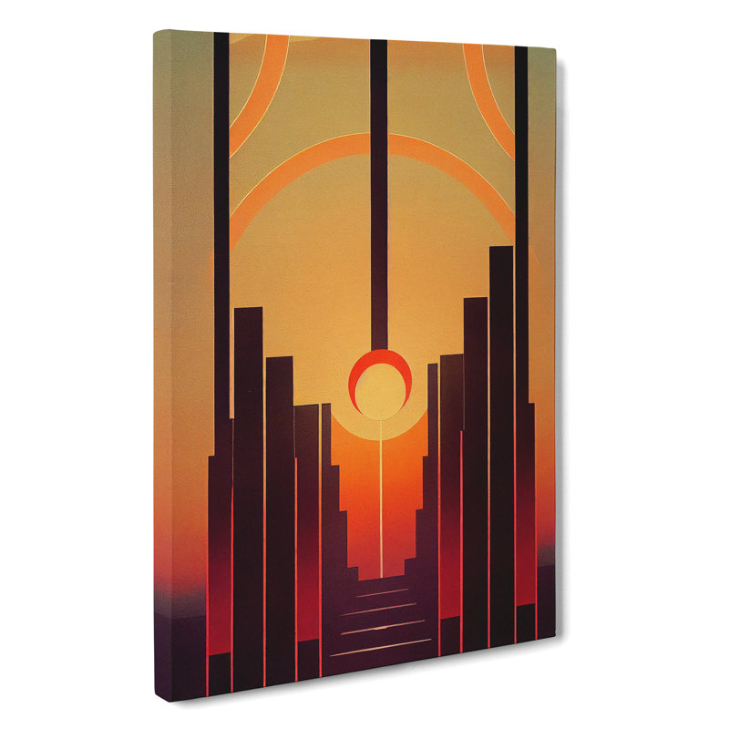 Art Deco Sunset No.1 - Wrapped Canvas, 76cm H x 50cm W x 3cm D