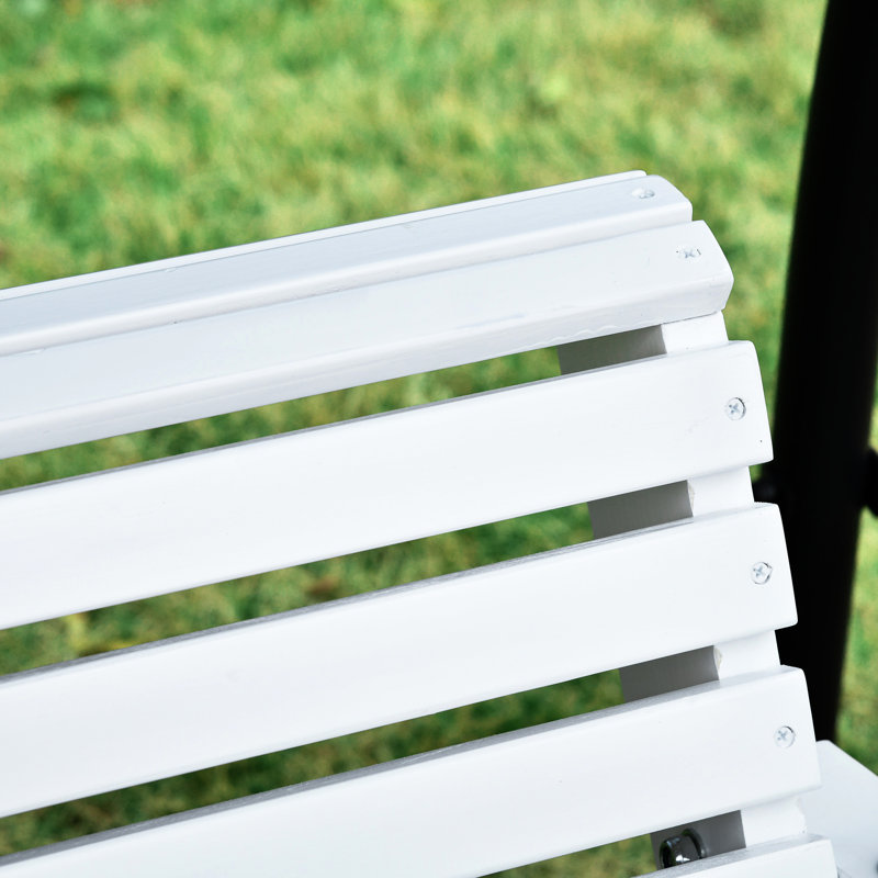 Balancelle blanche à 3 porches avec table basse pliante, porte-gobelets et capacité de poids de 440 lb