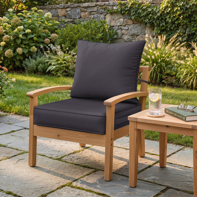 Ensemble de coussins de siège d'extérieur Wynee, 4", Gris foncé, 19" W x 19" D