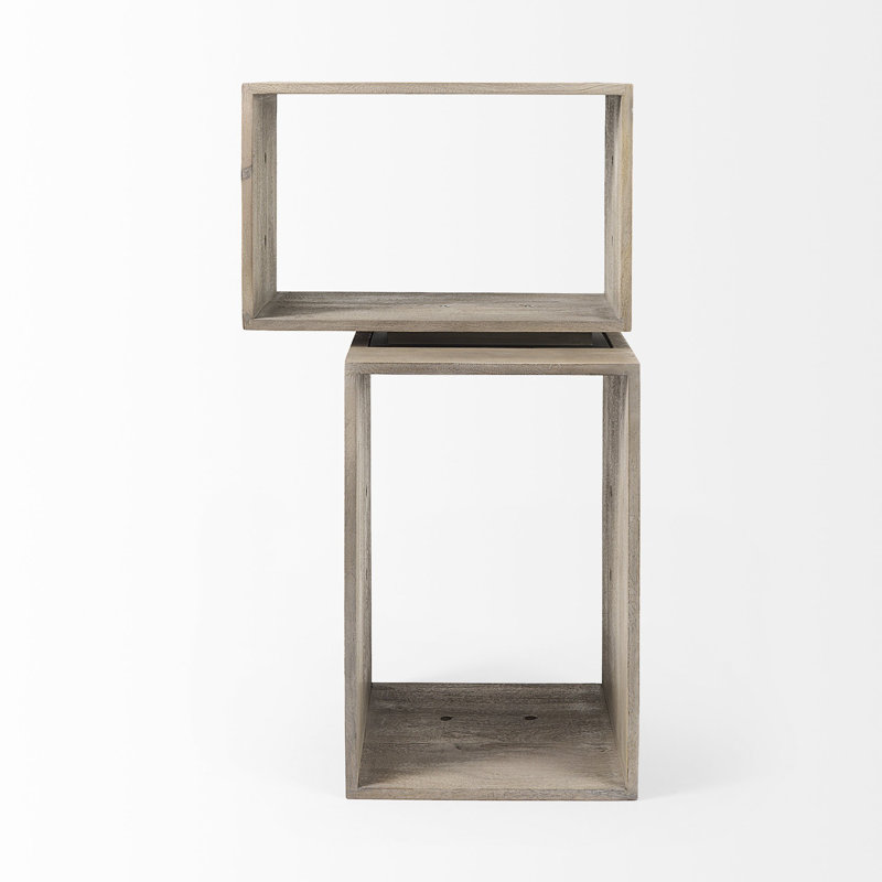 Cherryford (Set of Two) Rustic Light Gray Brown Cube Box Shelves, Light Brown, (2 Shelves) 16" H x 16" W x 24" D