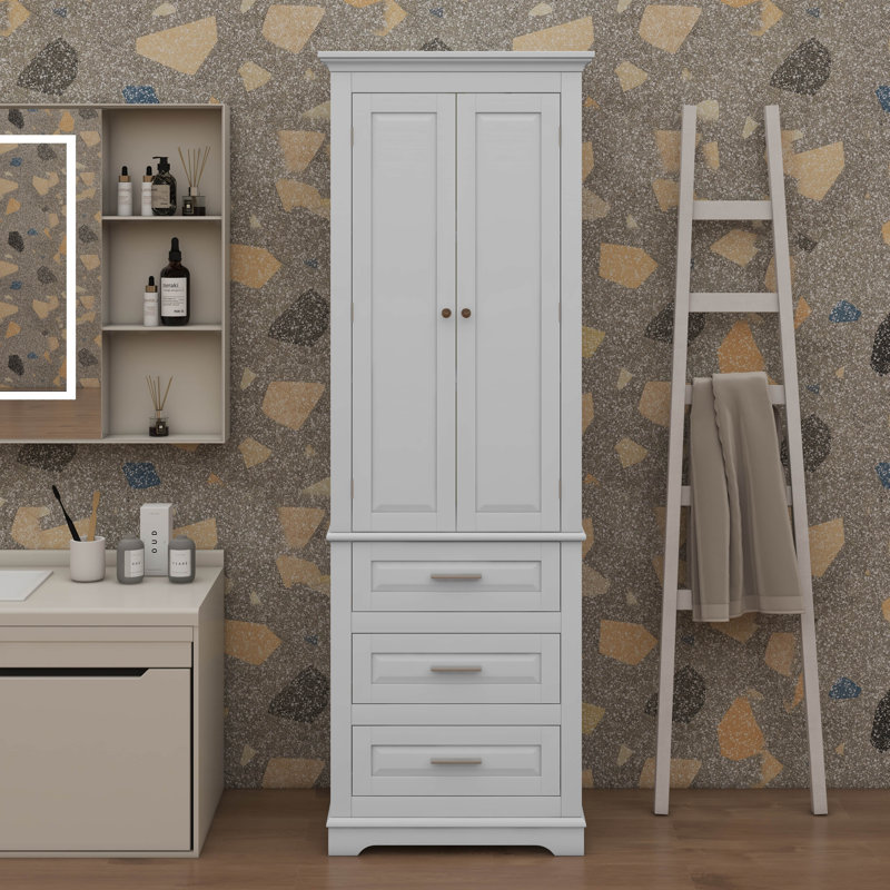 Grande armoire de rangement spacieuse avec trois tiroirs et tablettes réglables