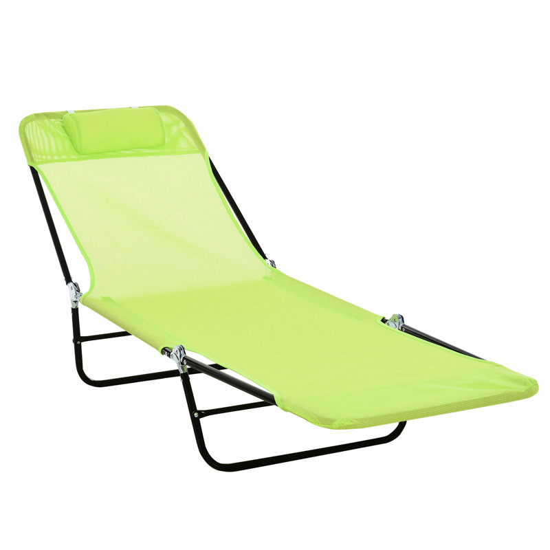 Chaise longue près de la piscine, chaise d'extérieur pliable avec filet respirant, pour la plage, soleil pliant pour patio. Dossier inclinable. Siège en filet. 5 réglables. Pour la piscine, la cour, le patio. Portable. Acier robuste