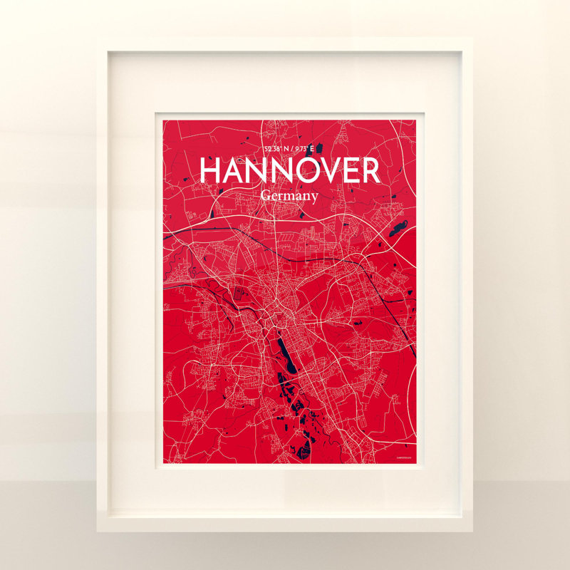 Hannover City Map In Nautical - No Frame Print, 20cm H x 16cm W x 0.05cm D