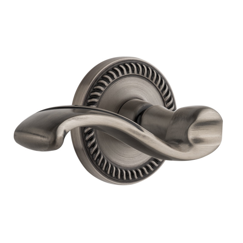 Grandeur Newport Rosette Single Dummy with Portofino Lever, Antique Pewter, Left Handed