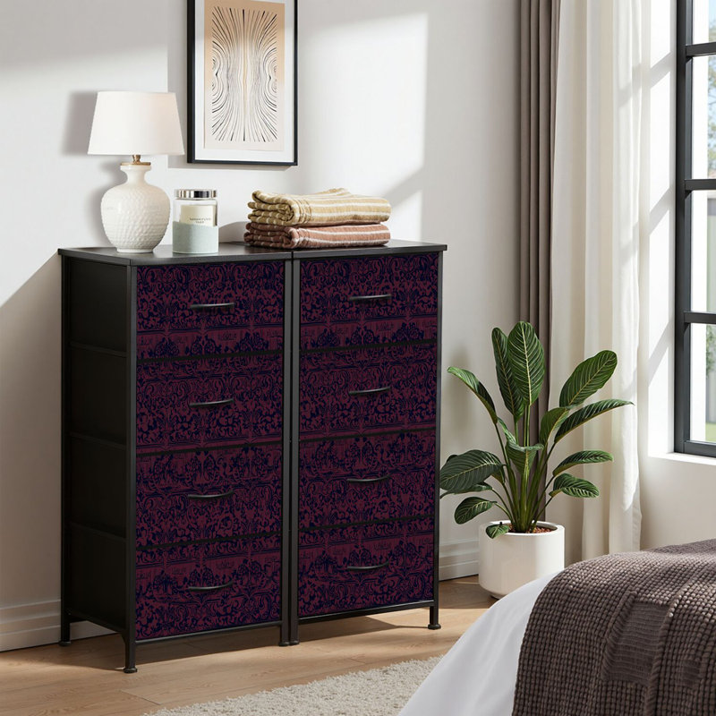 4 Drawer Dresser for Bedroom, Narrow Chest of Drawers, Wooden Top and Study Iron Frame 18"x37.5"-(WxH)