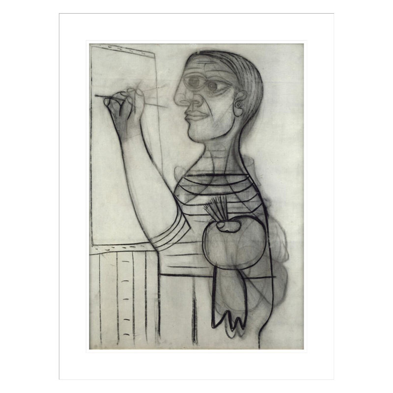 (L'artiste devant sa toile) par Pablo Picasso, impression giclée sur cadre, H 29,5 po x l 22,63 po