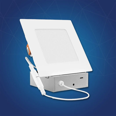 6" Square 12W LED Recessed Triac Dimmable Downlight with Junction Box, 120V, 900LM, CCT Selectable