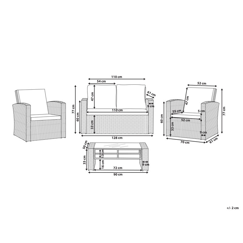 Wyton 4 Seater Rattan Sofa Set