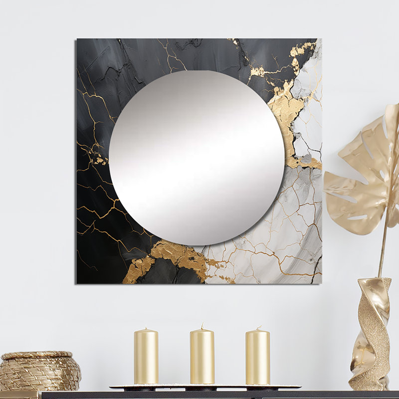 Tammara - Décoration murale en or noir à grandes spirales abstraites en poterie III pour chambre à coucher, 36 po x 36 po