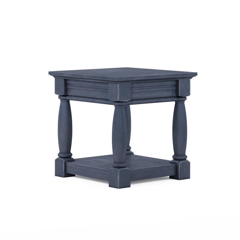Slate Wood Rectangular End Table with Storage Drawer
