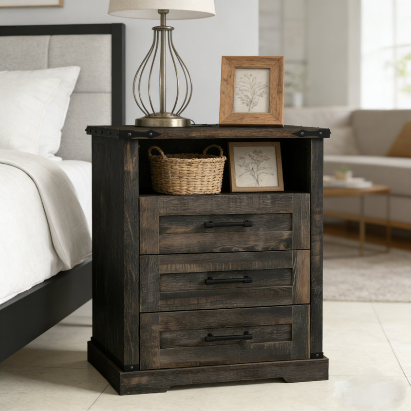 Table de chevet Farmhouse, Noir, Individuel