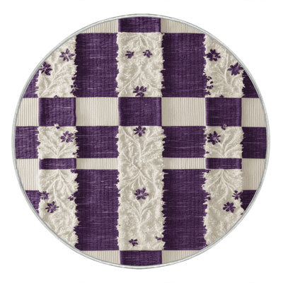 Machine Washable Checkered Beige Area Rug
