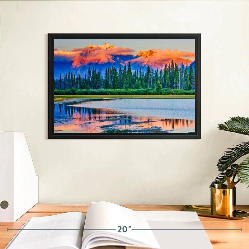Coucher de soleil sur le lac Vermilion, Cadre flottant noir, 13 po x 9 po