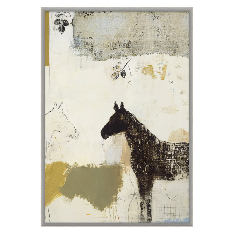 Gray Horses I Print by Patrick Atkinson, 30" H x 21" W x 2" D, White Wash Oak