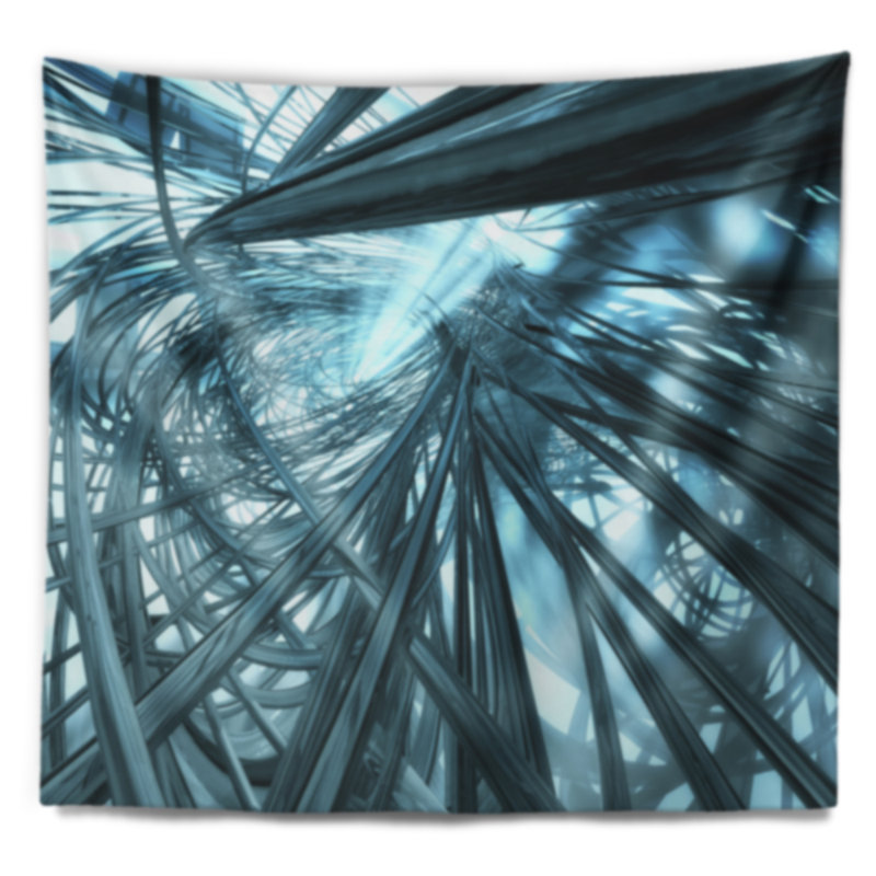 Tapisserie rayures 3d et fractales everywhere, H 78 po x l 92 po