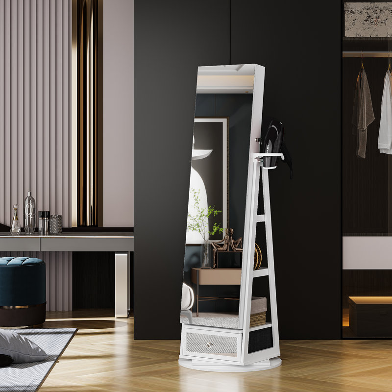 Freestanding Jewelry Armoire, White