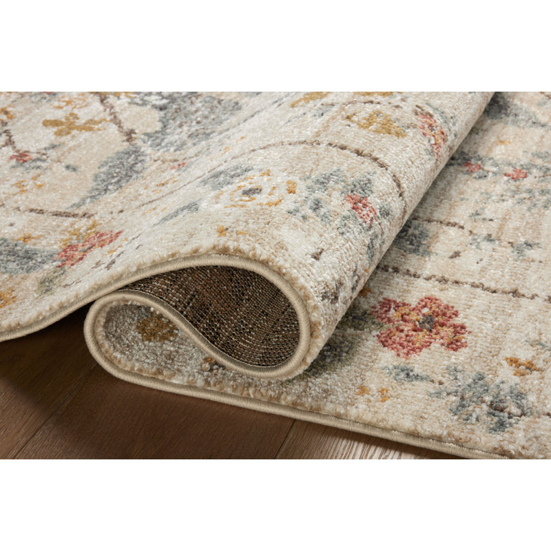 Tapis crème Rifle Paper Co. x Loloi Laurel, Carré 1 pi 6 po
