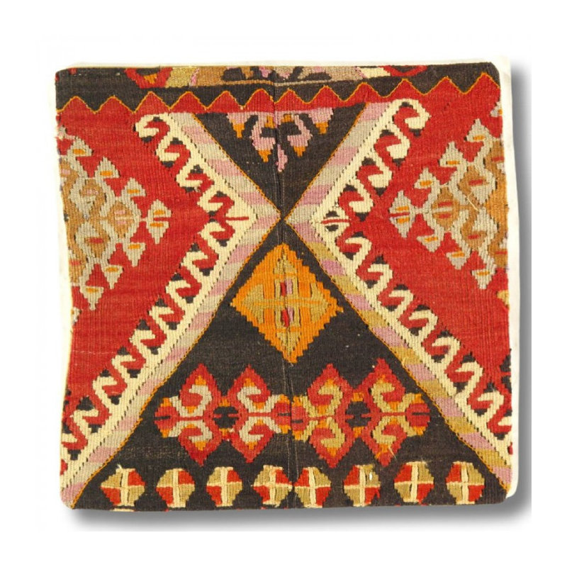 Wool Square Pillow Cover & Insert, Brown/Beige/Rust
