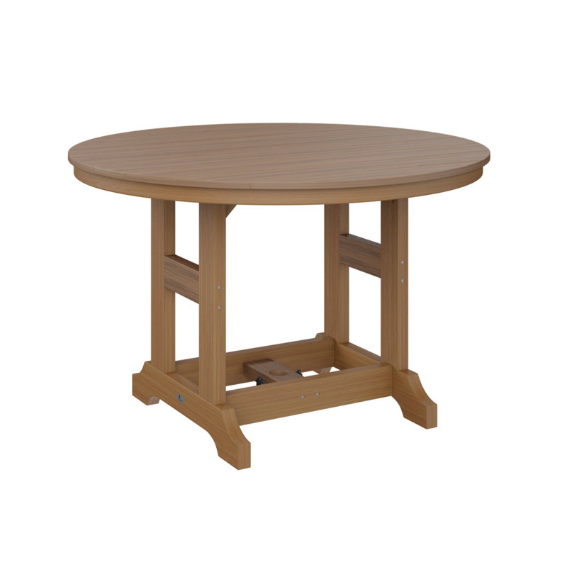 Garden Classic Outdoor Round Bar Table, Antique Mahogany, Natural Teak