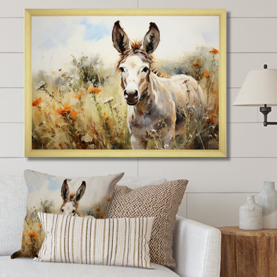 Donkey Flower Meadow Landscape II - âne, art mural