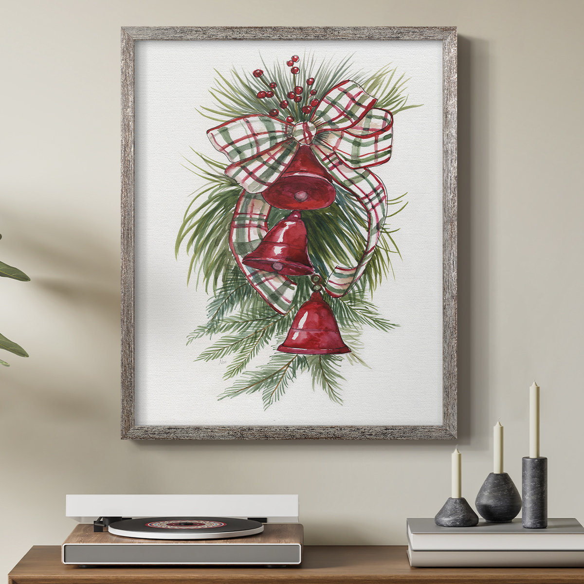 Ophelia & Co. Holiday Bells Framed Print - Solid Wood | Wayfair