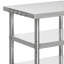 Table de travail à 3 niveaux en acier inoxydable avec roulettes et tablettes réglables pour cuisines, restaurants et garages