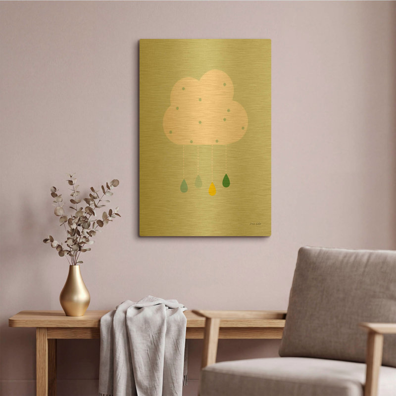 «Cloud II» par Ann Kelle, art mural en métal doré, 16 po x 24 po, 16 po x 24 po